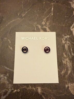 Michael Kors Round MK Logo Stud Earrings - purple